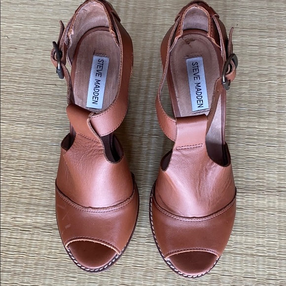Steve Madden Tan Leather Sandal Heels - Picture 4 of 8